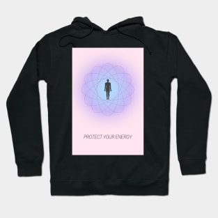 Protect Your Energy ura Aesthetic Pink and Purple Grainy Gradient Hoodie